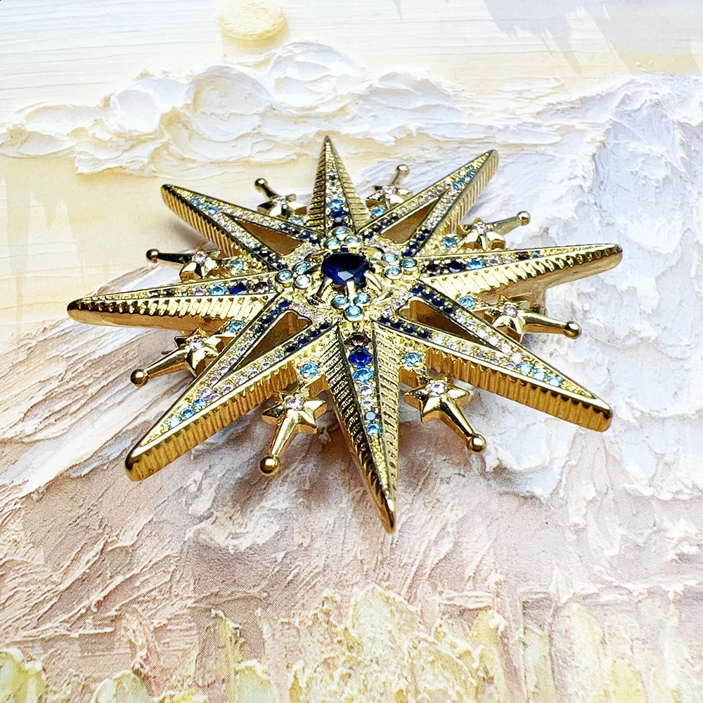 Gold Plated Brooch Colorful Royal Star Fine Jewelry Bohemia Gift For Women in Solid 925 Sterling Silver 241230