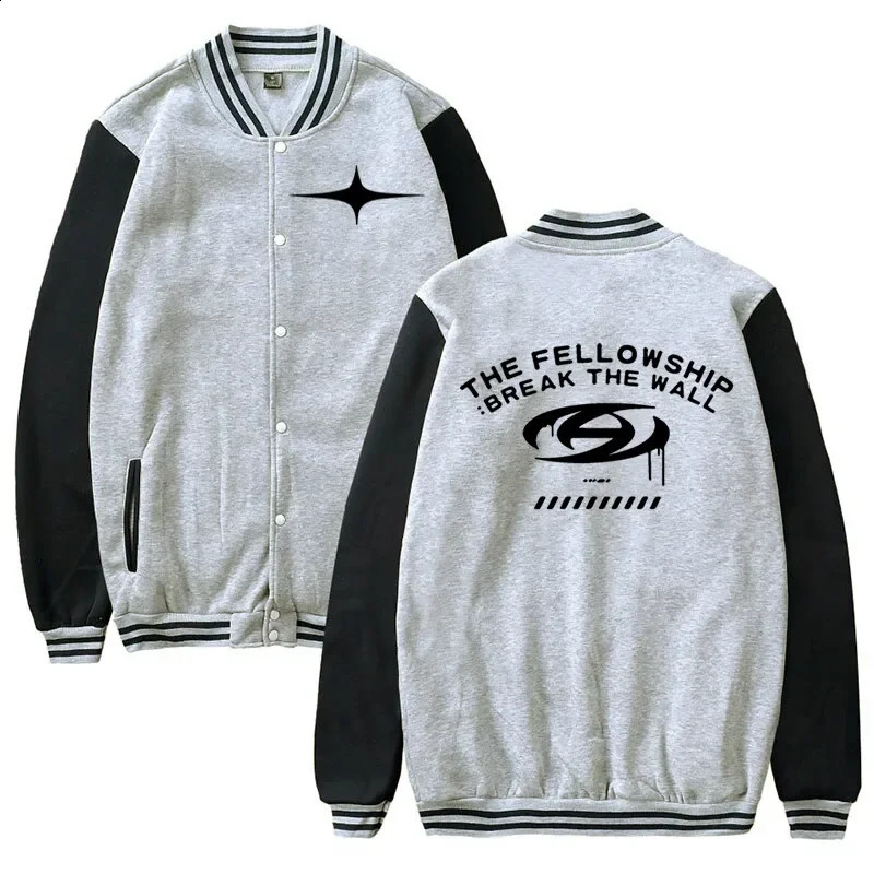 KPOP ATEEZ THE FELLOWSHIP BREAK THE WALL Baseball Jacket Women Men Bomber Jacket Outerwear Streetwear Hip Hop Baseball Uniform 241231