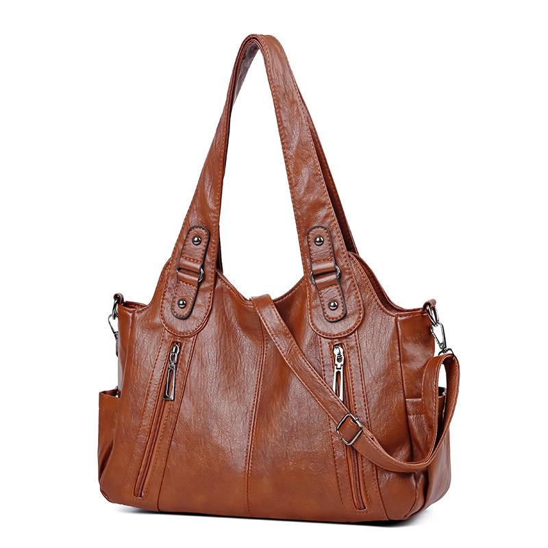Handbag women, simple texture, shoulder bag, large capacity, versatile for business trips and commuting, casual tote bag