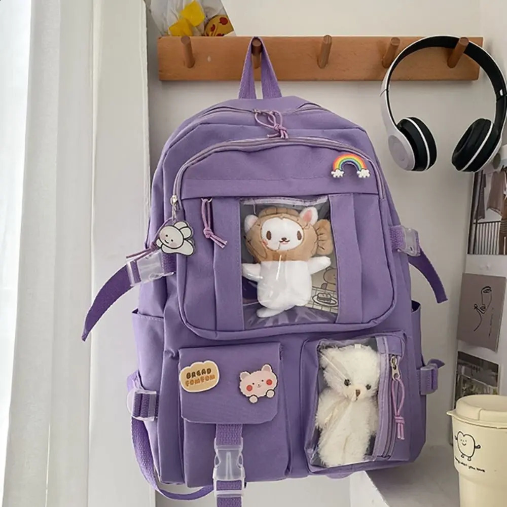 Waterproof Book Bag Multifunctional Nylon Large Capacity School Bag Travel Backbag Teenage 241230