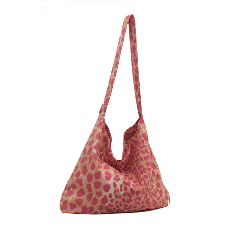 Korean version simple large capacity 2024 autumn new leopard print commuting handbag fashionable crossbody armpit shoulder bag 241230