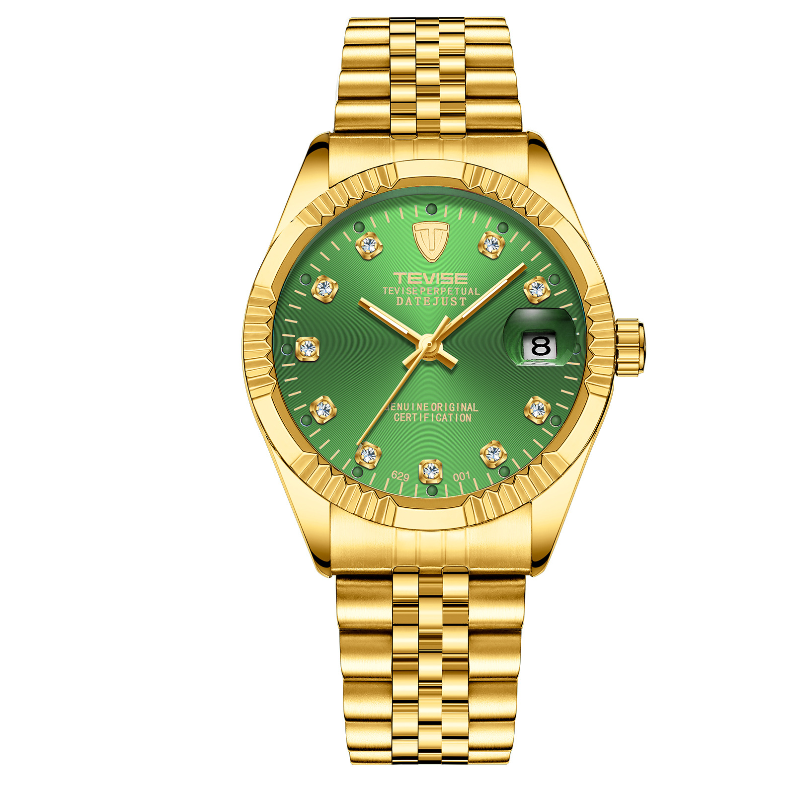 TEVISE Mechanical Watchs Men Waterproof Business Calendar Watch, a Simple Stainless Steel Designer Mens Watch Luminous Automatic Wristwatch T011 629-0