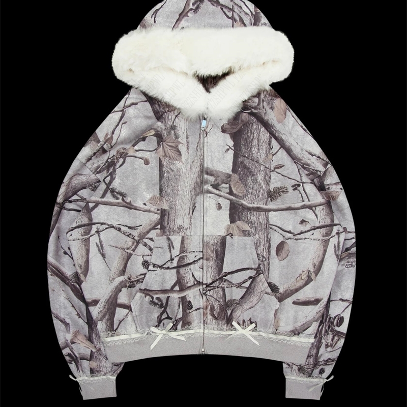 Y2K vintage hat patchwork zipper cardigan warm coat style twopiece lace bow trouser slimfit hoodie for women hooded sweatshirt 241204