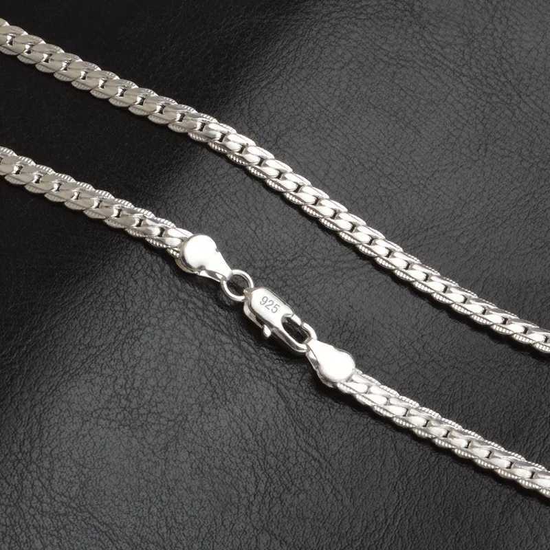 925 sterling silver Christmas gift European style retro 6MM flat chain necklace fashionable mens jewelry W241230