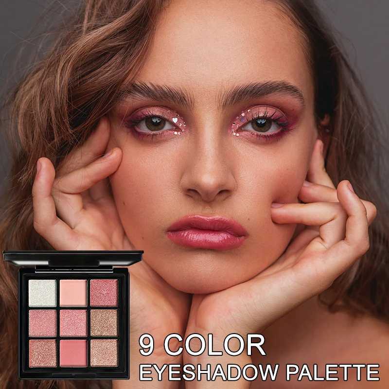 9-Color Pink Eyeshadow Palette Matte and Shimmery Glitter Shades for Highly Pigmented Look Glamorous Eyes for Music FestivalsXJ241230