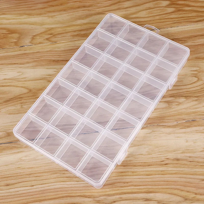 28 Grid Rectangle Plastic Jewelry Box Compartment Storage Case Earring Bead Craft Display Container Organizer 241225