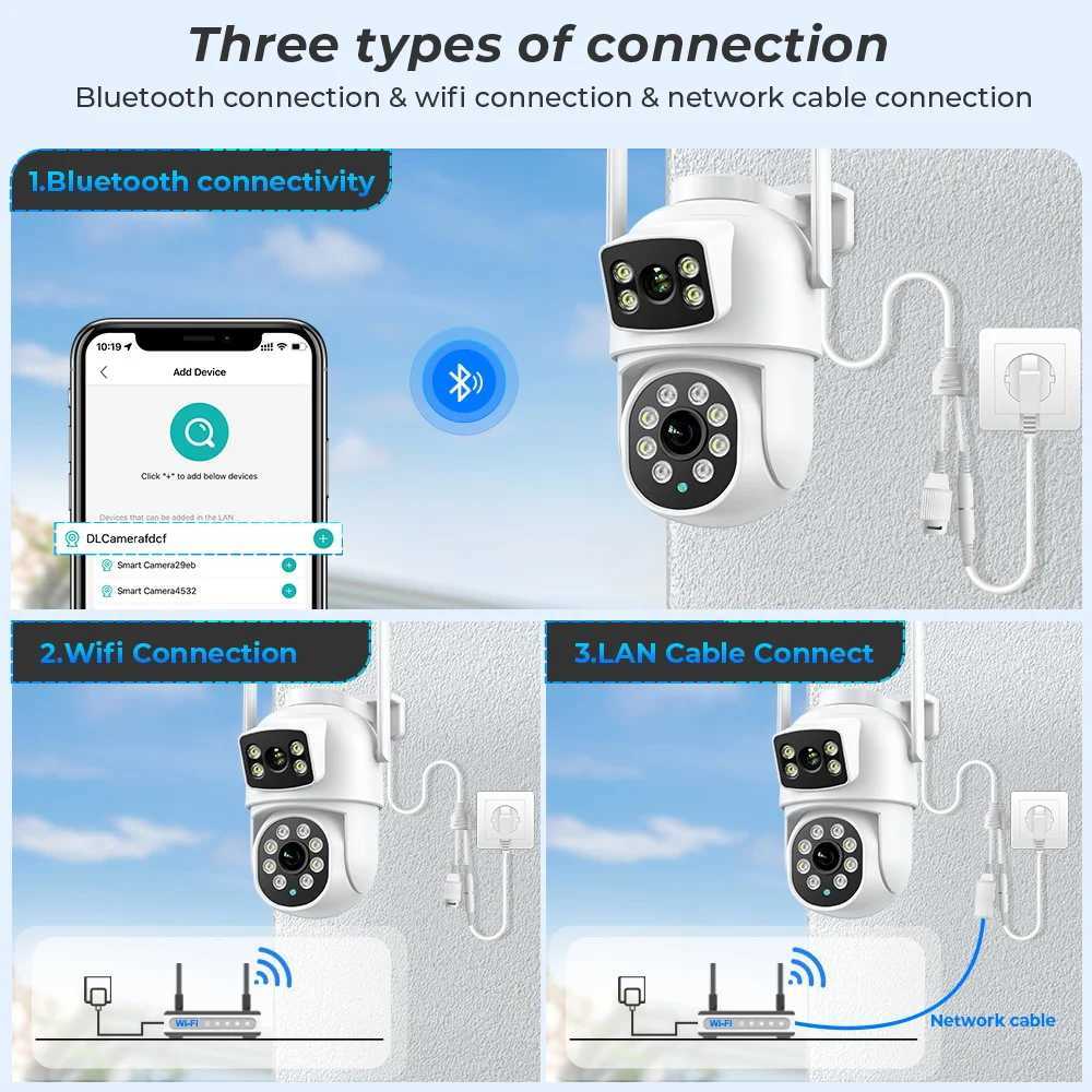 ZRHUNTER 8MP 4K PTZ IP Camera Dual-Lens Human Detect CCTV Security Camera Night Vision Outdoor Wifi Surveillance Camera ICsee Z241230