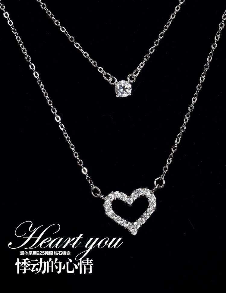 New 925 sterling silver zircon heart-shaped necklace pendant fashionable sterling silver jewelry statement Bijoux for women W241230
