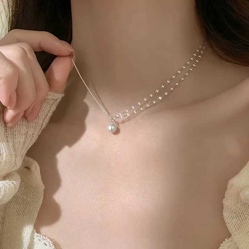 Fashionable 925 sterling silver pearl necklace simple style charming womens pendant necklace a gift from Botai for friends exquisite jewelry W241230
