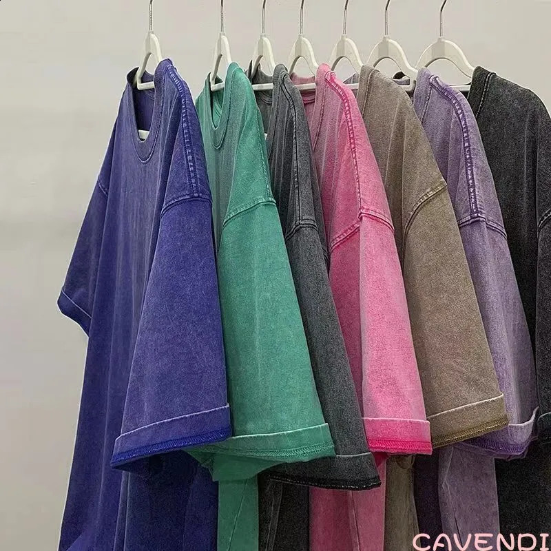 Mens Washed Vintage TShirts Street Hip Hop Retro Punk T Shirt women Harajuku Casual Cotton Short Sleeve Couple top y241223