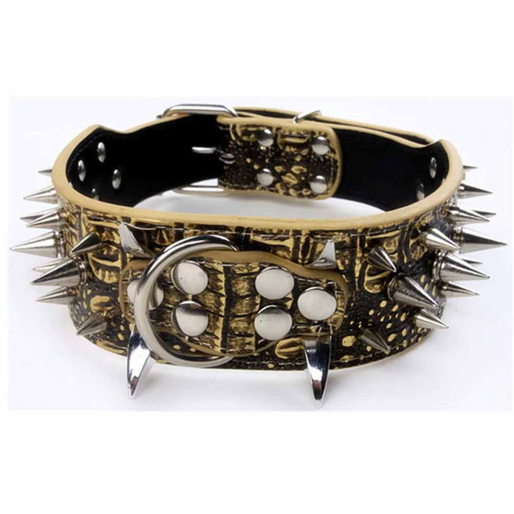 Spiked Wolf Tooth Spike Pet Collar Color Rivet Dog Medium To Large Dogs Hand Holding Rope Iron Chain Adjustable Anti-Bite CollarXJ241230