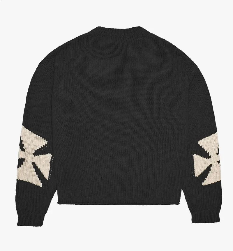 Harajuku Vintage Hip Hop Loose pullover Men clothing y2k Top Goth punk Streetwear Knit sweater Couple Winter casual warm sweater 241230