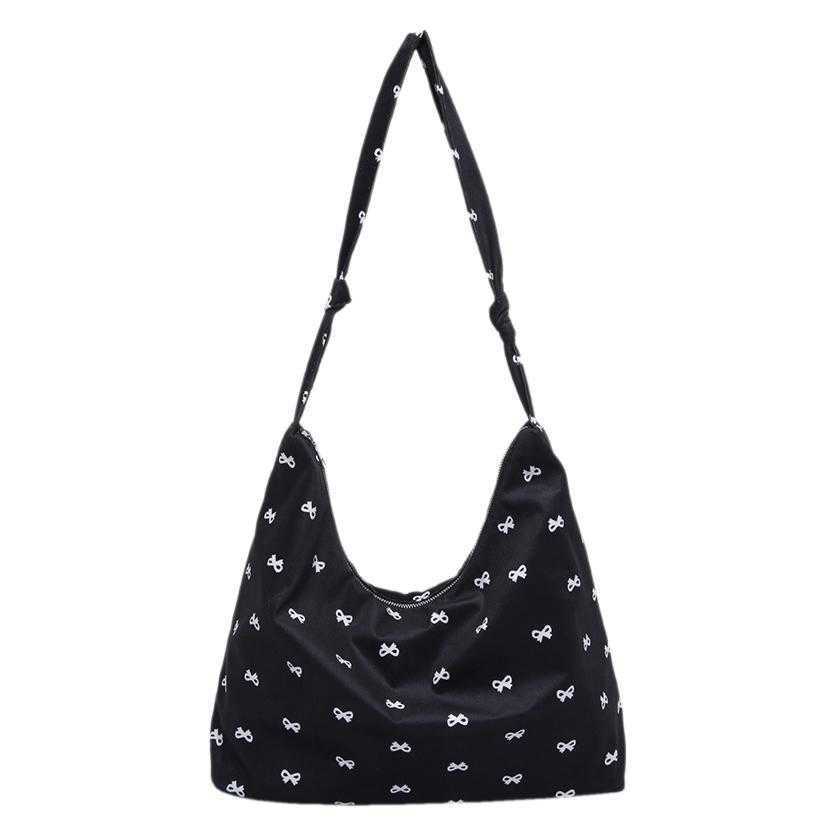 Korean style floral and Western style 2024 large capacity simple casual canvas commuting single shoulder crossbody tote bag for women 241230