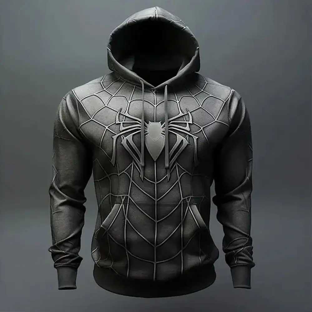 2024 Retro Mens Sweater 3D Spider Printed Casual Hoodie Spring Oversized Clothing Harajuku Super Dalian Hoodie Jumper W241230