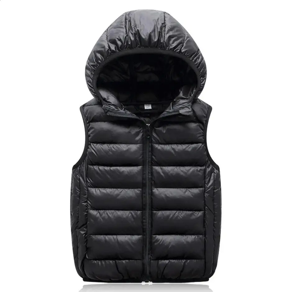 Teenagers Boys Girls Warm Down Vest Autumn Winter Cotton Waistcoat Kids Outerwear Children Clothing Hooded Jacket Vests 241230