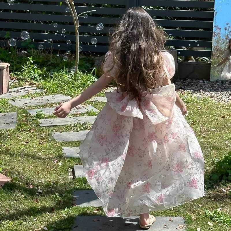 Girl's Dresses Summer Teenager Girl Formal Dress Treasure Fragmented Flower Bow Tail High Low Princess Dresses Birthday Party Clothes H24886Y2412