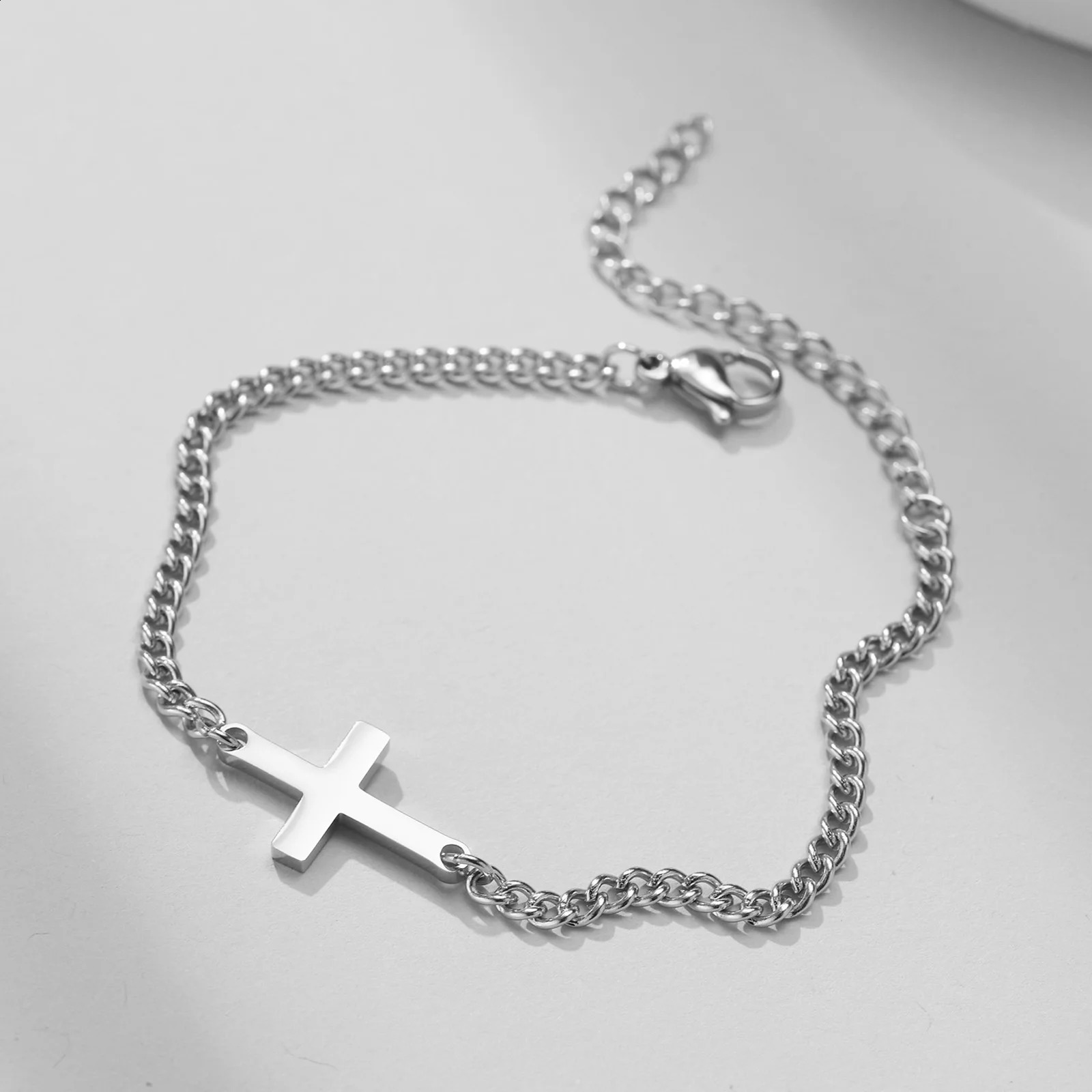 Stainless Steel Cross Religious Christian Bracelet Wristband JewelryWaterproof Never Fade Jewelry Gifts for Him 241223