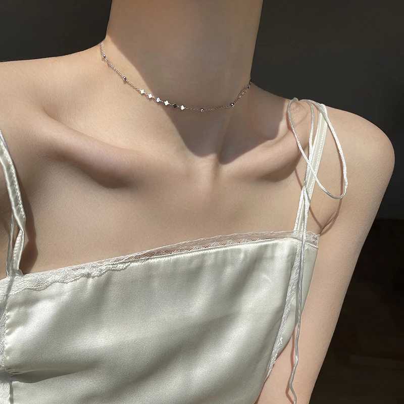 Fashionable 925 sterling silver necklace simple style chain charming heart-shaped chain necklace send exquisite jewelry for women W241230