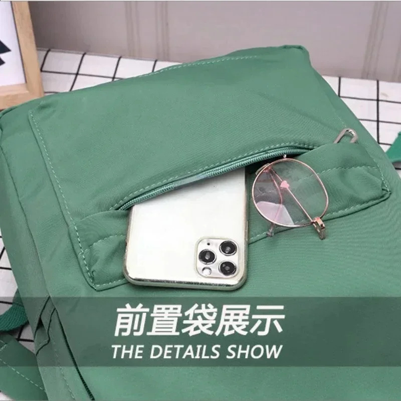 High Quality Waterproof Nylon Women School Backpack for Teenage Girls Female Travel Bag Student Solid Color Bookbag 241230