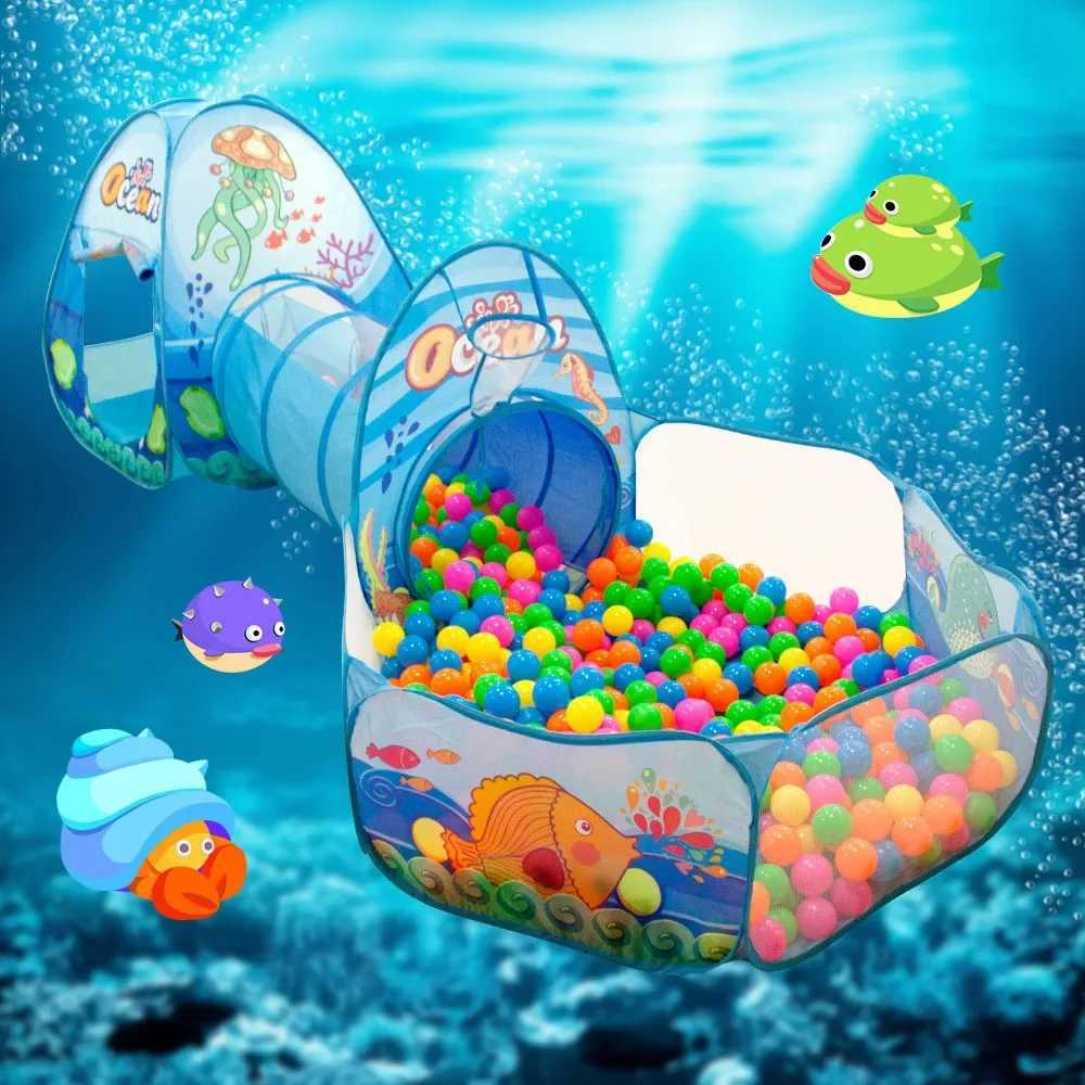 3-in-1 Childrens Ball Pool Baby Ball Pool Portable Childrens Tent Ball Pit Crawling Tunnel Childrens Playground Courtyard Indoor Swimming Pool Gift W2