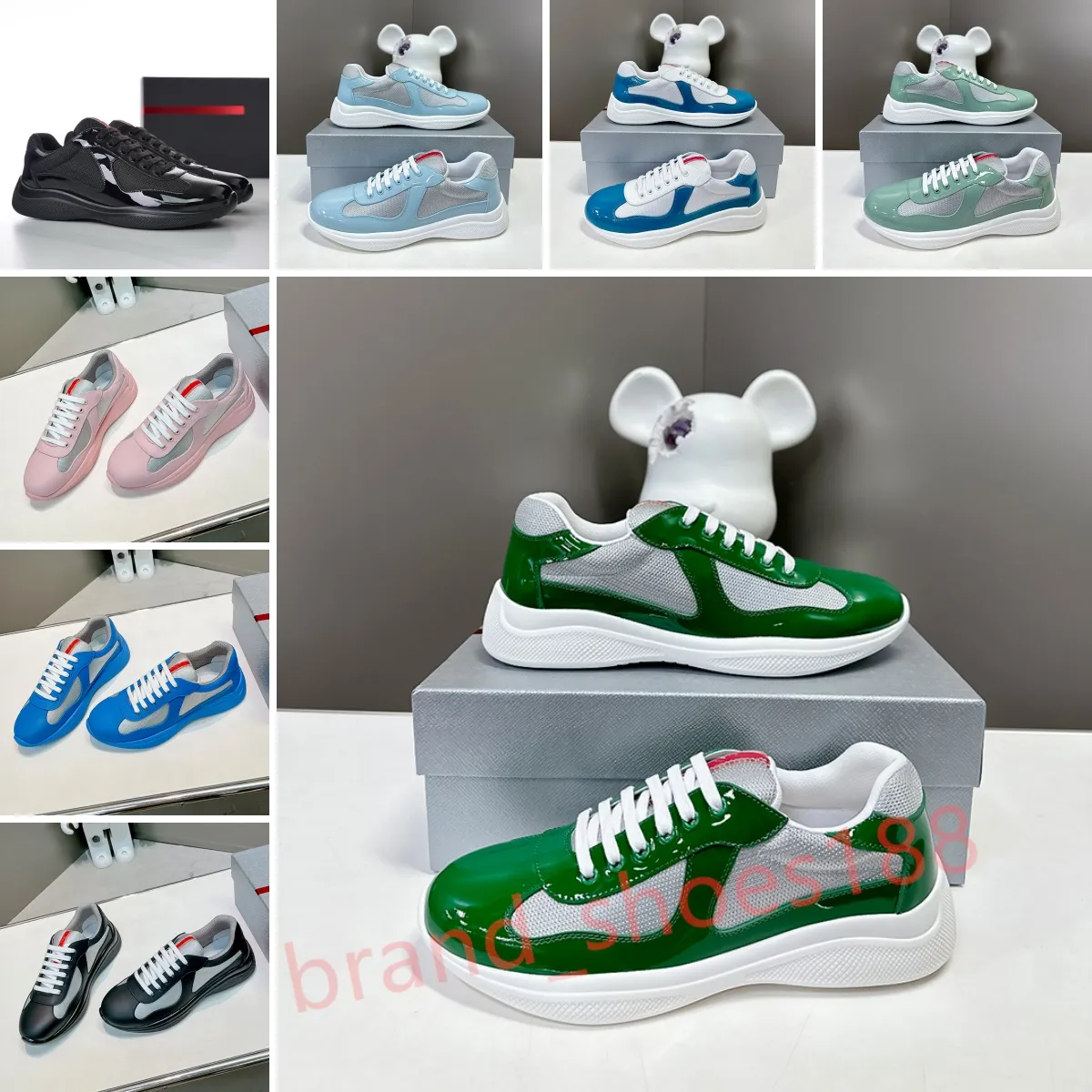 sneakers designer shoes mens shoes and women shoes america cup fashion trainers luxury leather flat trainers black green mesh lace-up casual shoes