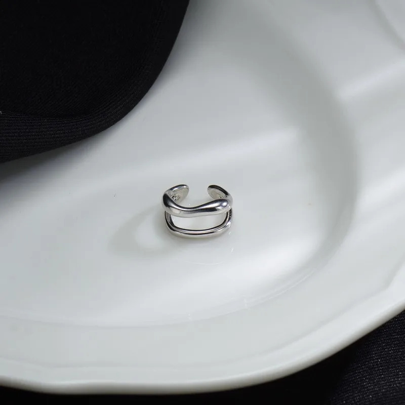 1Pcs 925 Silver Plated Ear Cuff Earrings NonPiercing Double Layer Clip Earring For Women Girls Party Jewelry e1243 241225