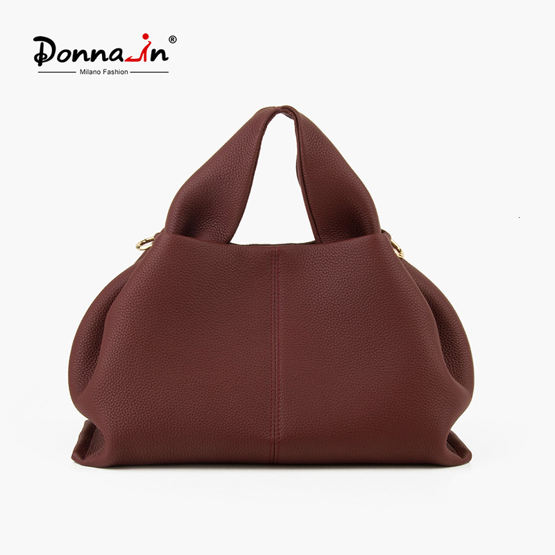 Donna-In Top Layer Cow Leather French Fashion Handbag Genuine Full Grained Calfskin Shoulder Bag For Women Soft Eleghant