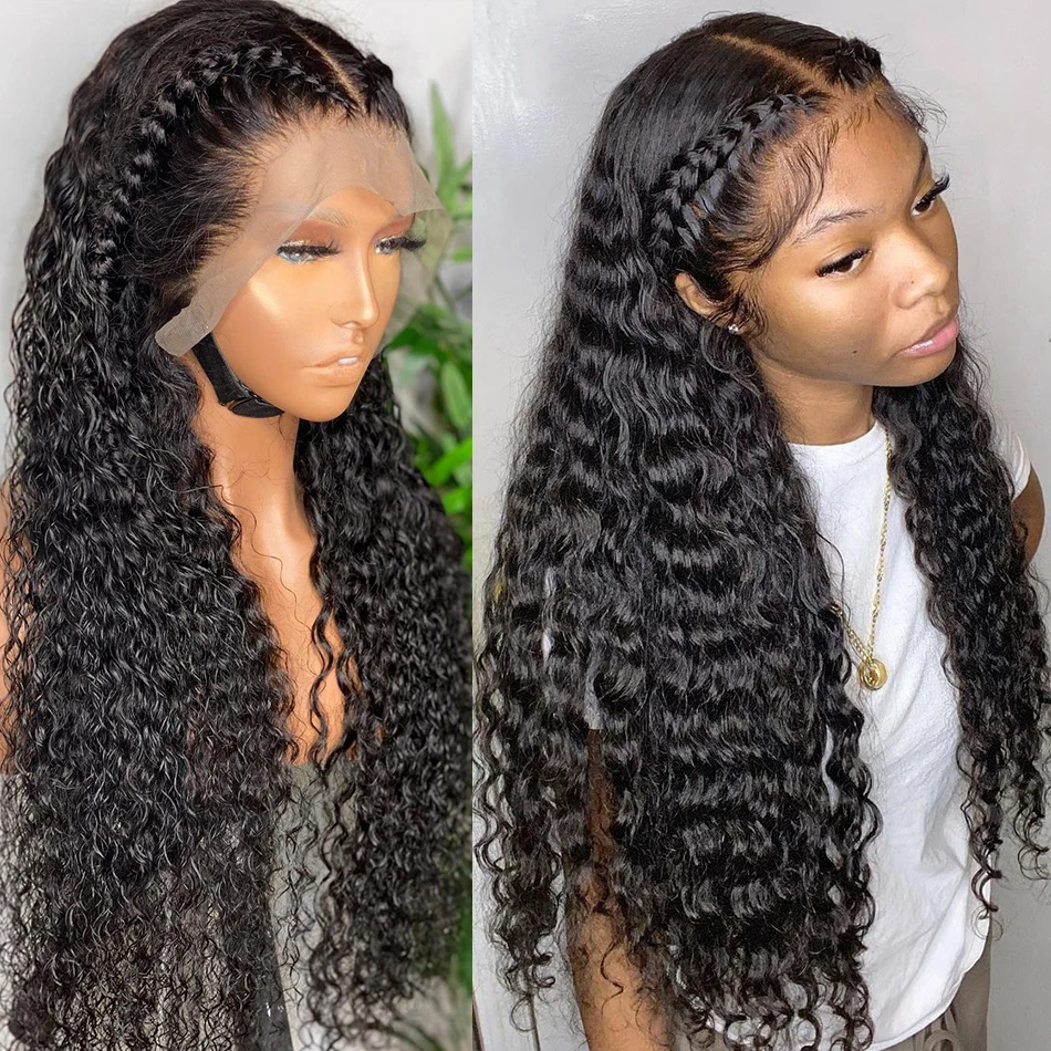 Free shipping 30 40 Inch Water Curly 13x6 HD Transparent Frontal Wigs Glueless Closure Human Hair Deep Wave 13x4 Lace Front Wig Synthetic