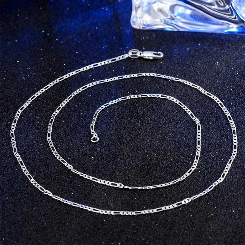 925 sterling silver 16/18/20/22/24/26/28/30 inch double-sided flat chain necklace W241230