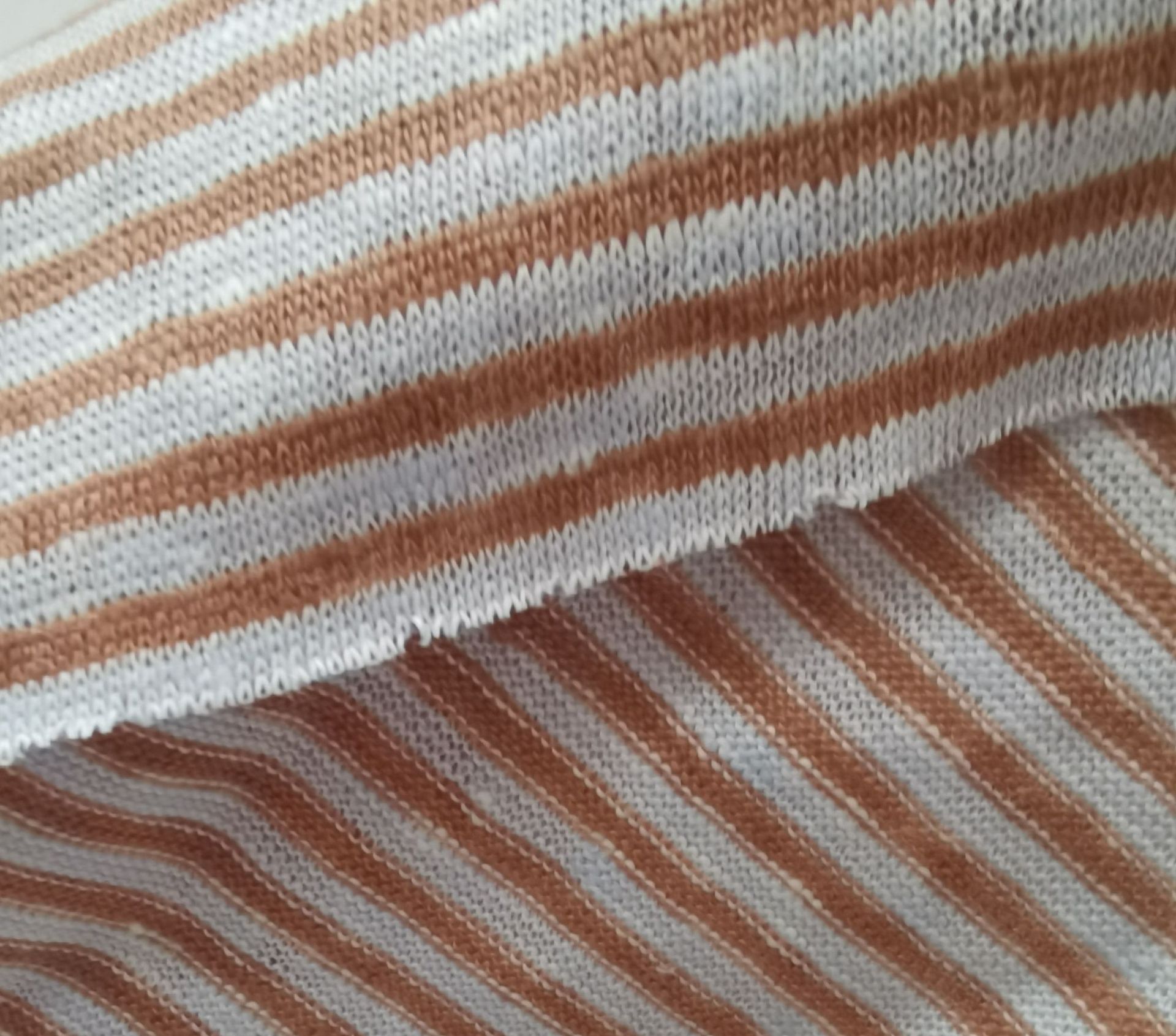 Spring Autumn Stripe Micro Elastic Weft Breathable Cotton and Hemp Knitted Casual T-shirt Women's Clothing Fabric