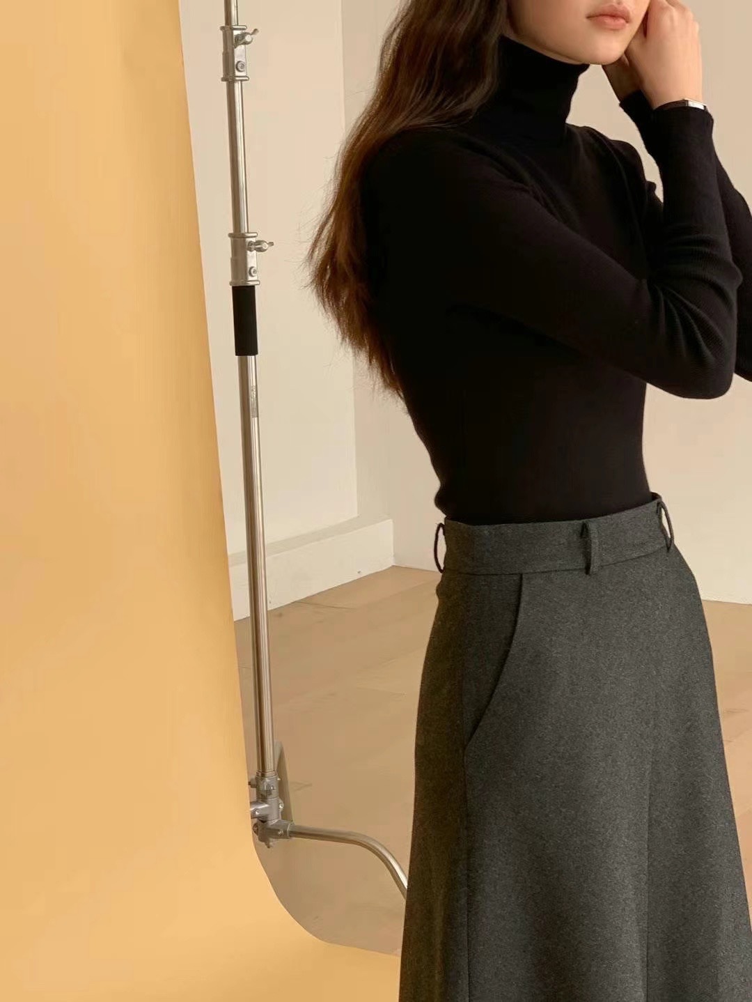 F9281 autumn and winter new high waist retro celebrity slim umbrella skirt casual skirt female