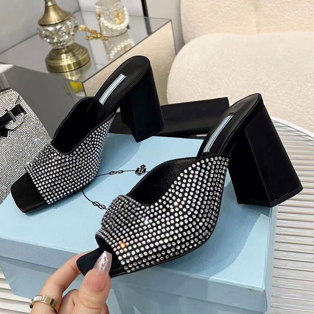 designer crystals sandals womens heeled sandals summer sheepskin lining fashion elegant refined sandals bound leather heel Height size 35 42