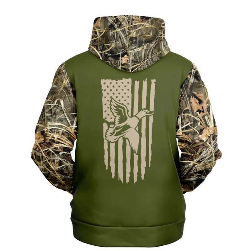 Duck takes off fun camouflage hoodie mens clothing outdoor sports trend hoodie jacket 3D printed camouflage pattern hunting hoodie 2025 W241230