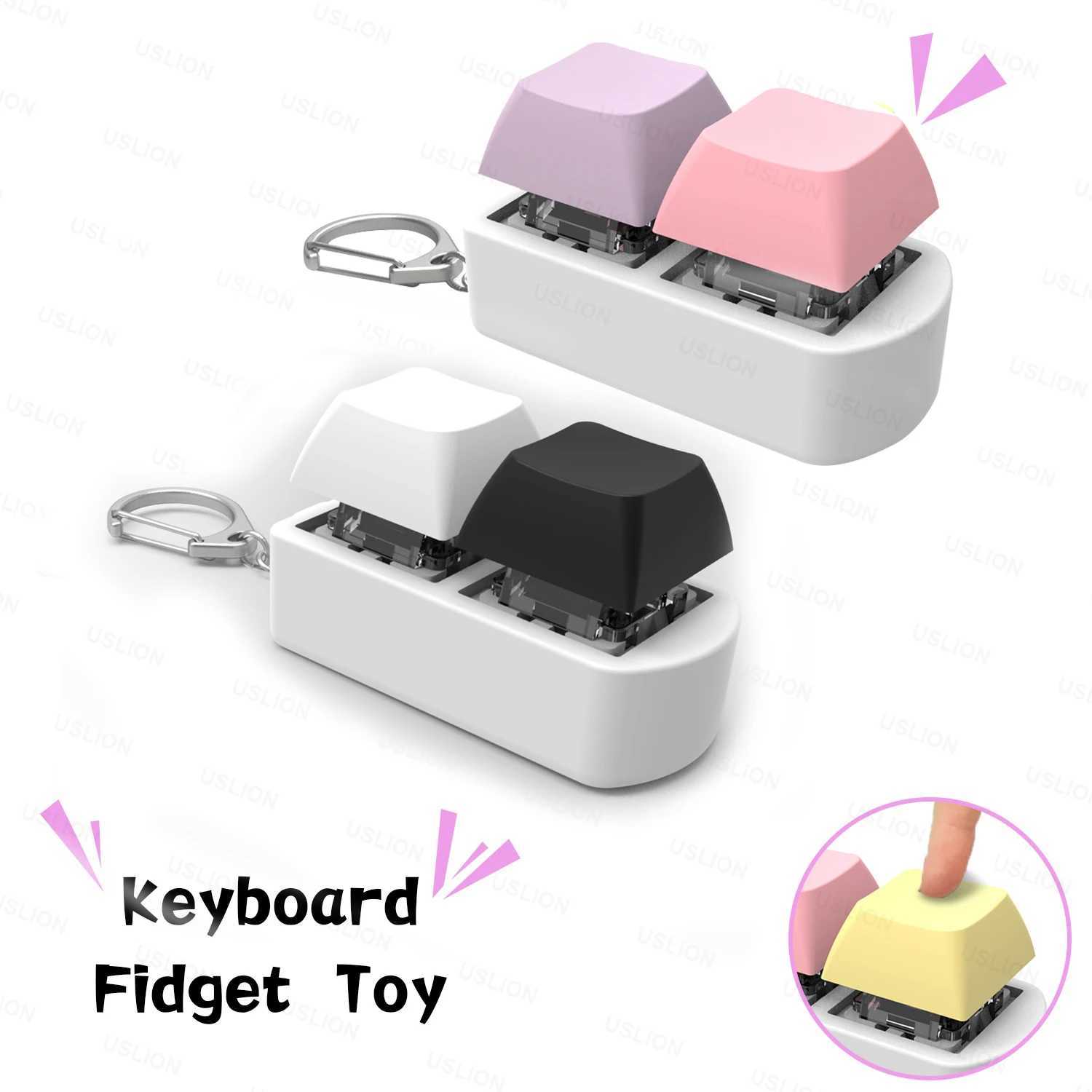 Mini 2-key keyboard cover toy stress relieving Fidget key cover Fidget keychain keyboard keychain toy finger keyboard key toy W241230