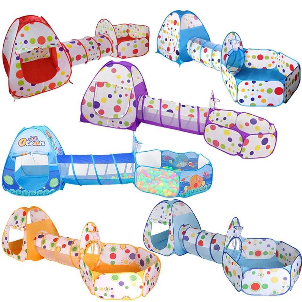 3-in-1 Childrens Ball Pool Baby Ball Pool Portable Childrens Tent Ball Pit Crawling Tunnel Childrens Playground Courtyard Indoor Swimming Pool Gift W2
