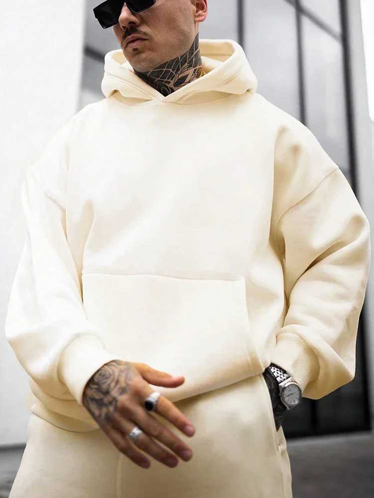 Autumn and winter fashionable English letter printed hooded sweatshirt made of 100% pure cotton high-quality mens casual sports and fitness clothing W