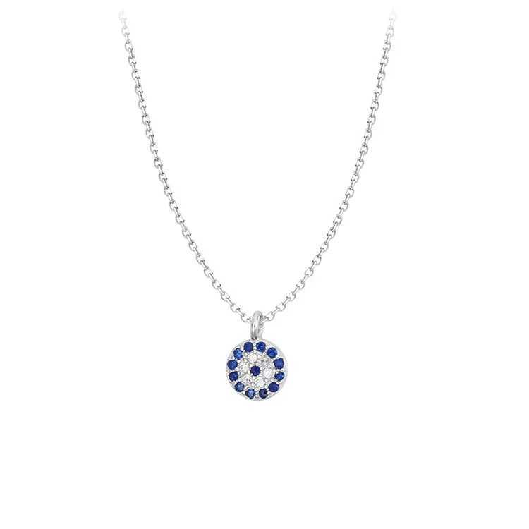 PONYKISS 925 Silver Round Zircon Evil Eye Necklace suitable for womens classic geometric fine jewelry W241230