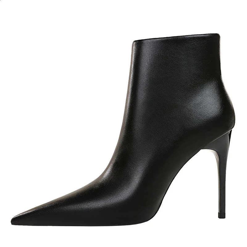 BIGTREE Retro Black Women Ankle Boots Pointed Toe High Stiletto Heels Winter Shoes Zapatillas Mujer 241231