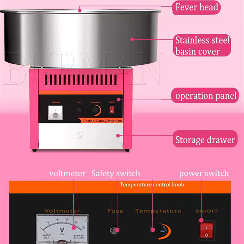 Commercial Sweet Cotton Candy Maker Machine Electric Automatic Marshmallow Flower Fancy Candyfloss Sugar Making