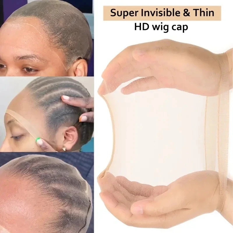 10Pcs Invisible Stocking Wig Cap for Lace Front Wig High-elastic Stretchy Breathable Nylon Wig Caps Ultra-thin Sheer Wig Cap 241230