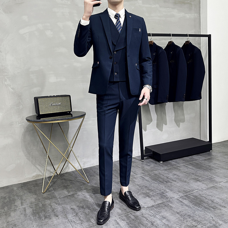 B1231Groom's short-sleeved Korean-style slim-fitting handsome men's professional casual business wedding suit