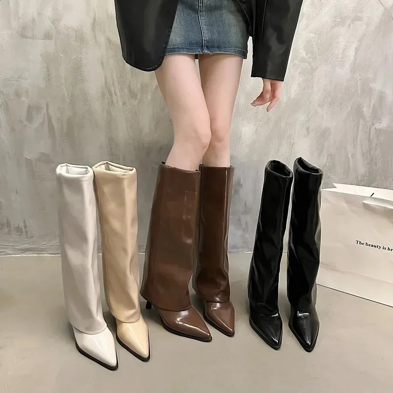 Western Cowboy Boots Women Fashion Slip-On Long Pipe Boots Female Sexy Thin High Heel Trend Knee High Botas 241231