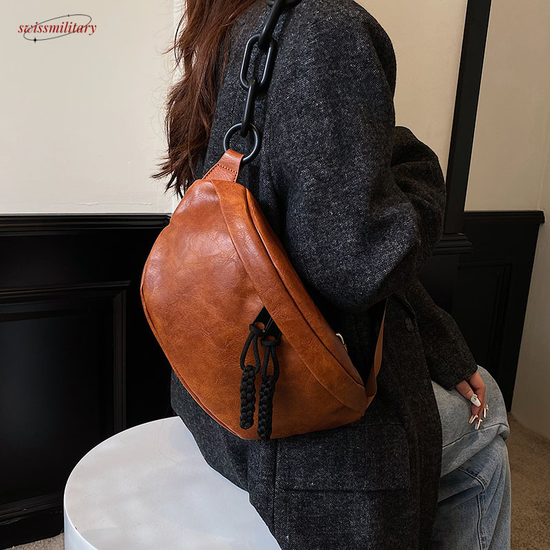 Fashion Brand Woman 2025 Winter New Waist Quality Leather Female Shoulder Bag Designer Crossbody Chest Pack #30 swissmilitary
