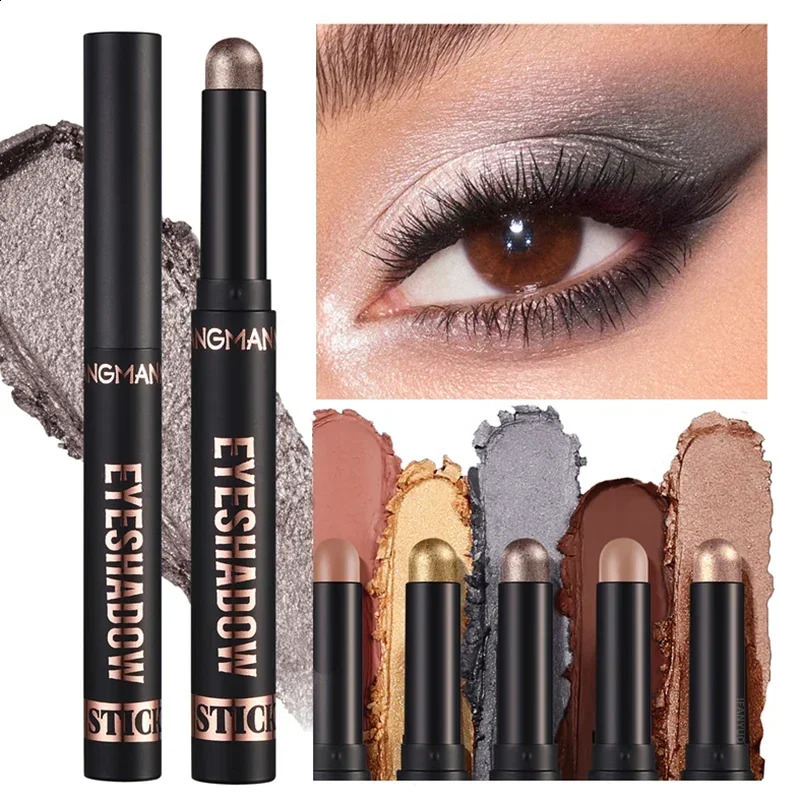 Glitter Brown Eyeshadow Pen Smoky Eyes Makeup Long Lasting Shimmer Matte Lying Silkworm Eyeshadow Pencil Highlighter Stick 1pc 241224