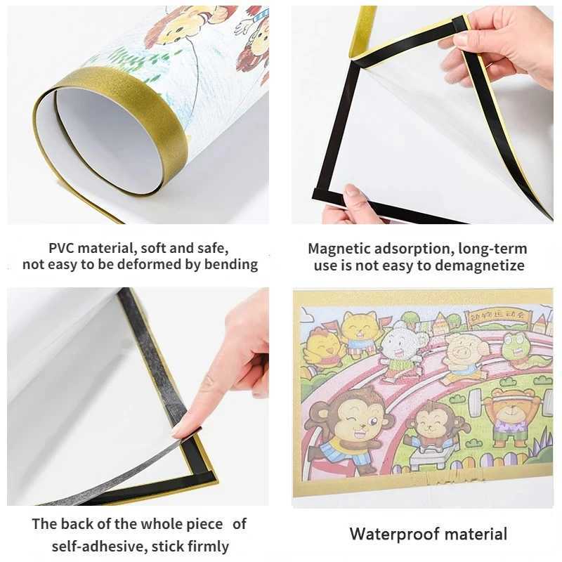 Frames Moetron Large Poster Frame 50x70cm Soft PVC Magnetic Frame A2 Poster Frame 40x60cm Adhesive Wall Frame 50x70cm CL241231