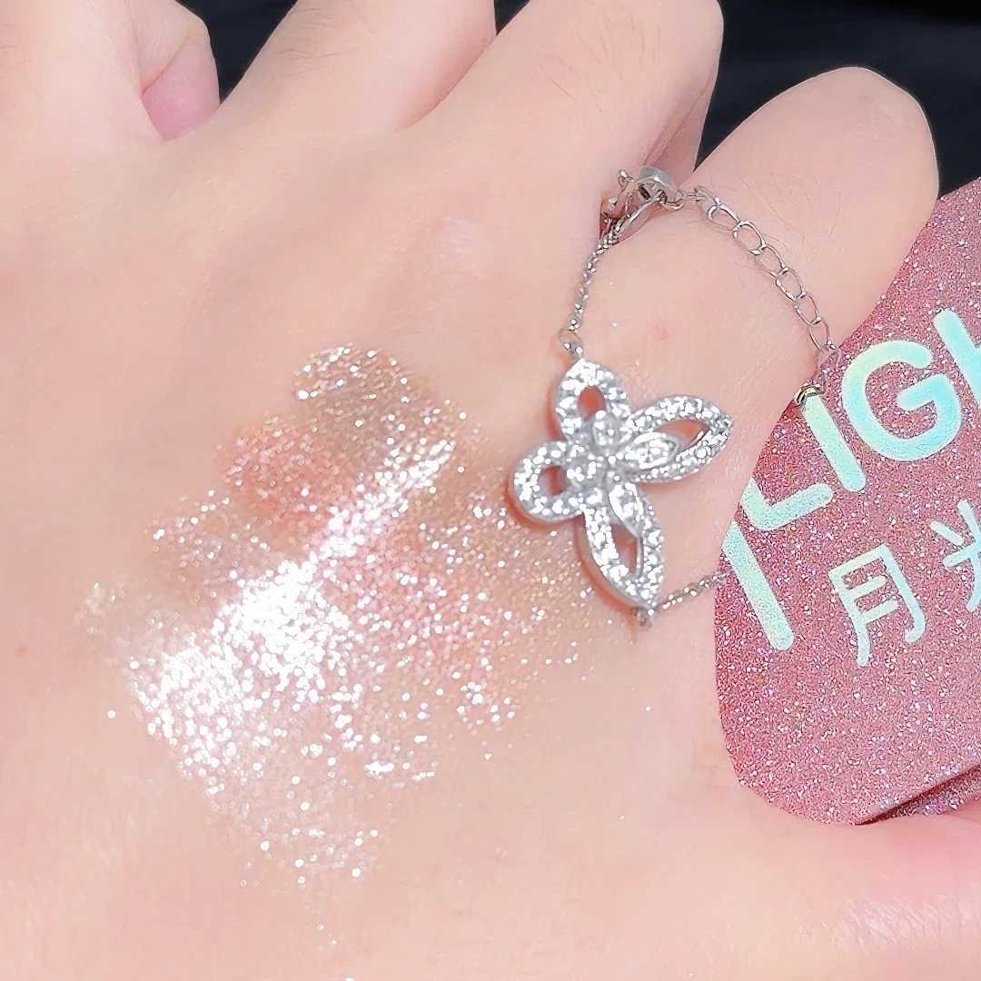 Diamond four color fluorescent palette Glitter shimmer eye shadow Silver moonlight brightness Lying silk face body makeup W241230