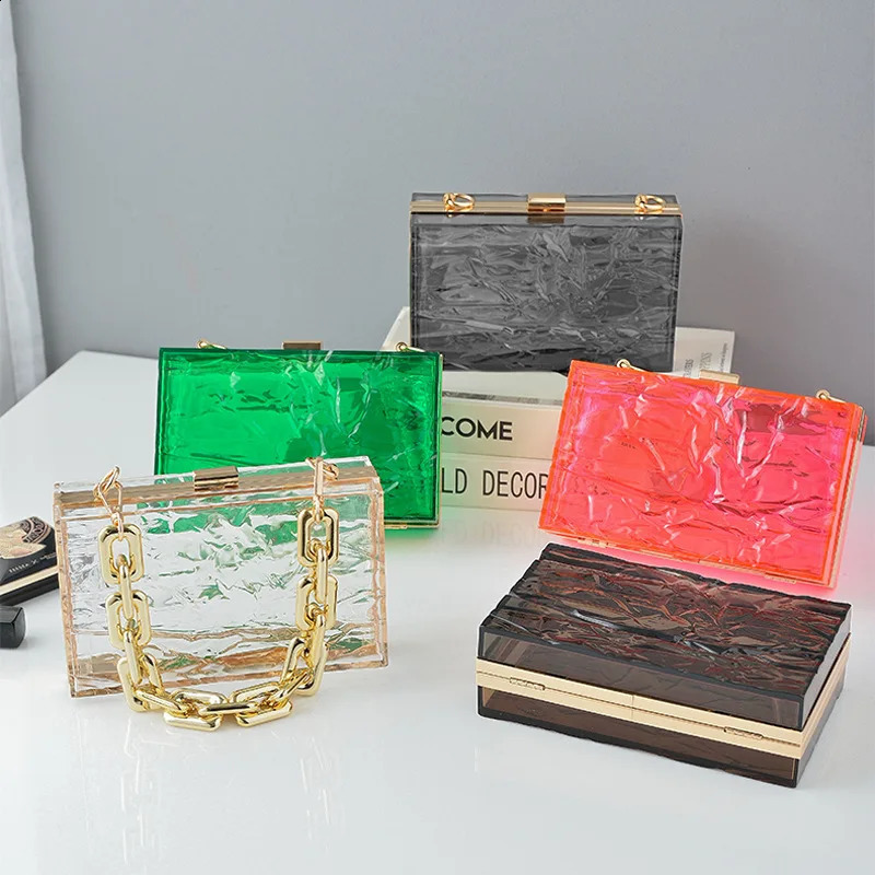 Green Transparent Bag Acrylic Clutch Jell Party Bags for Women Evening Clutch Handbags Crossbody Purse 241231