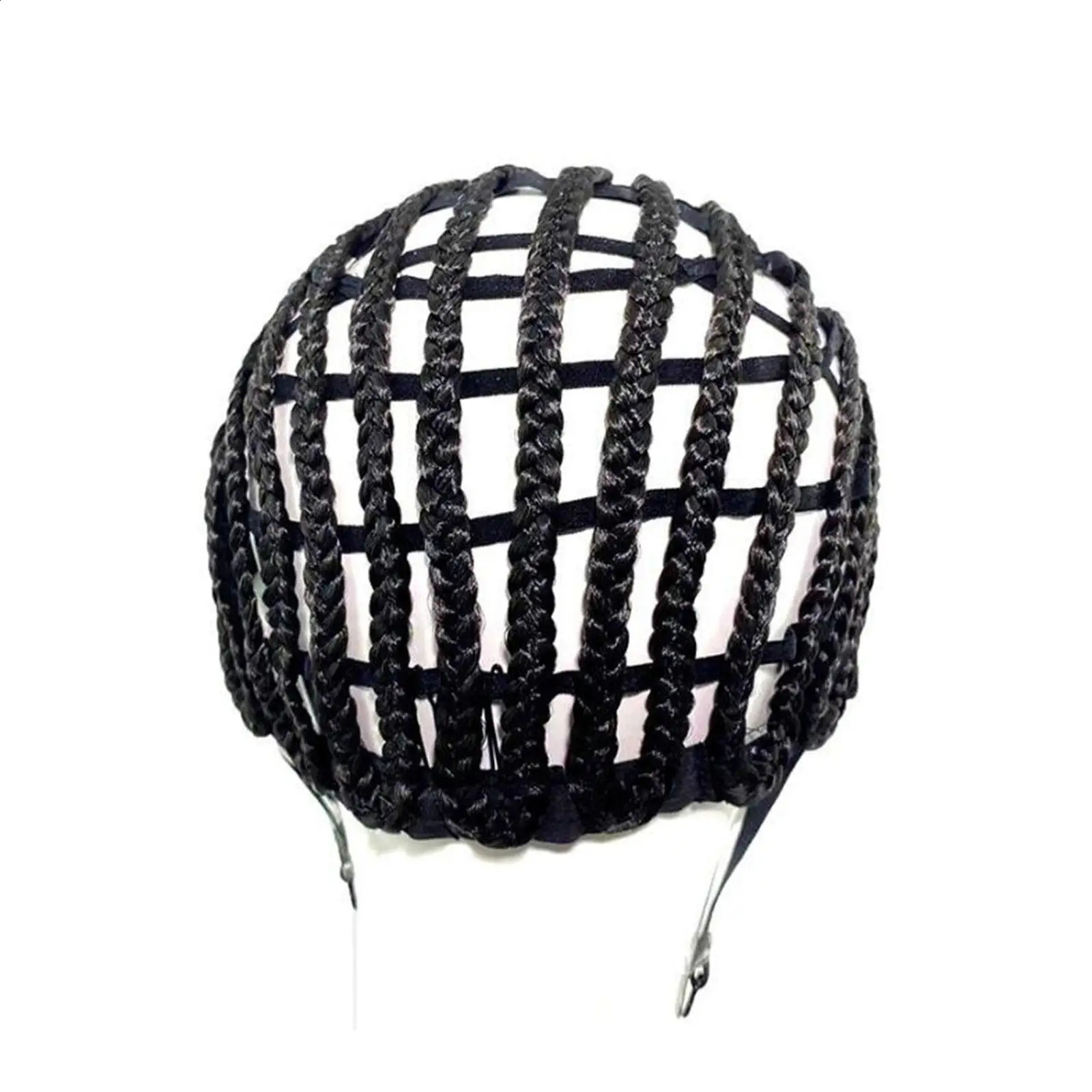 Black Braided Wig Cap Breathable Elastic with Adjustable Straps Cornrow Cap for Crochet Braids 241230
