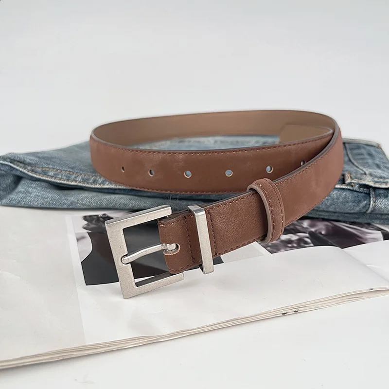 Retro matte cowhide womens leather belt casual pants jeans high-end womens belt 241226