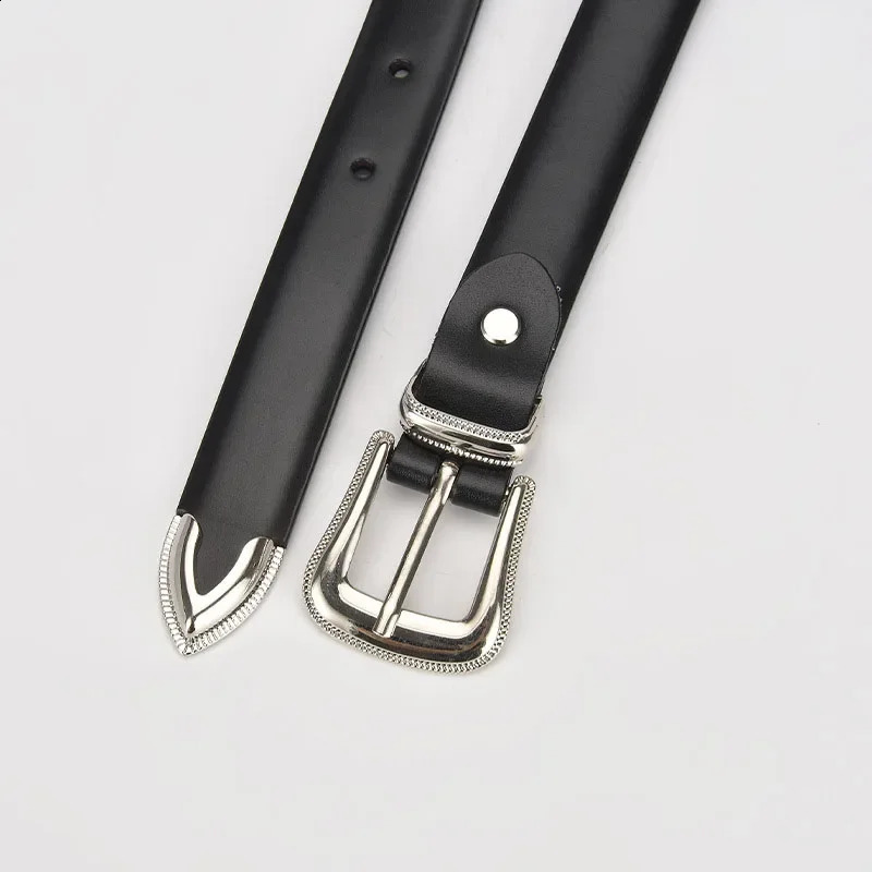 Fashion Trend Womens Cowhide Belt Simple Versatile Coat Accessories Girdle Retro Goth Double Pin Buckle Waistband 241226